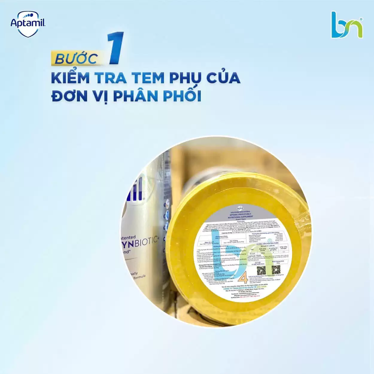 Bước 1 nhận biết Aptamil  Profutura Úc chính hãng từ Bắc Nam