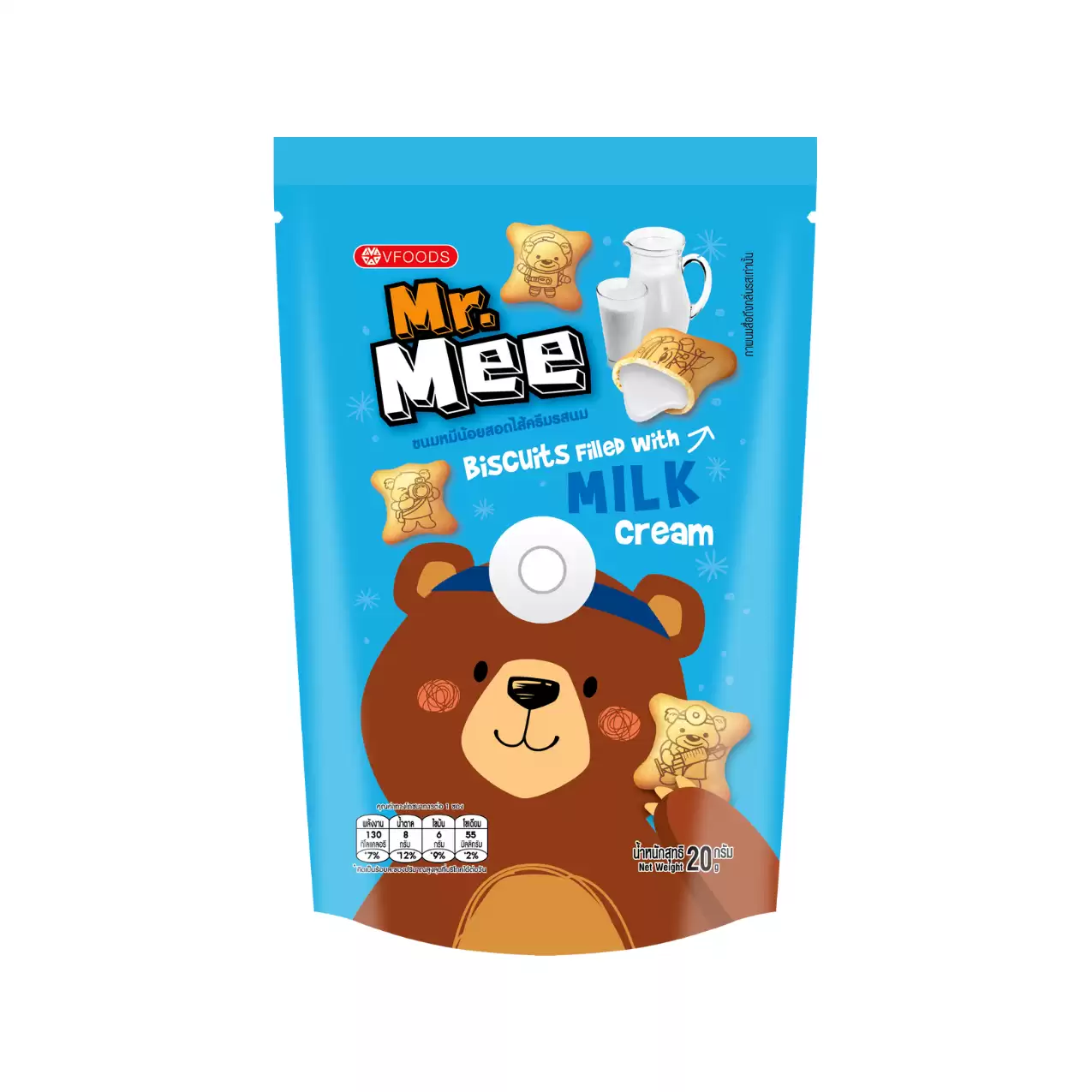 Bánh gấu nhỏ Vfoods Mr.Mee nhân kem vị sữa